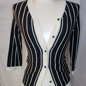 Nice Claup Black And White Striped Cardigan S